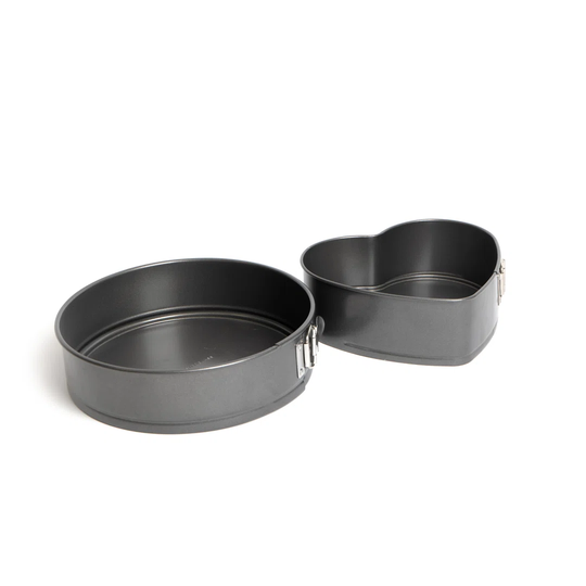 Masterclass Non-Stick Spring Form Loose Base Cake Pan Set, Includes One 25Cm Round Pan And A Heart-Shaped Tin