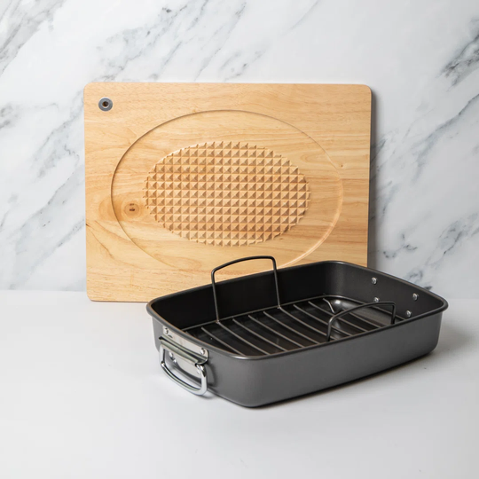MasterClass Roasting Pan with Rack and Carving Board