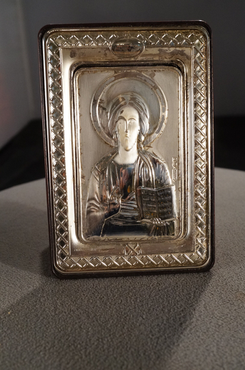 Vintage Sterling Silver Religious Figural Table Top Icon Detail Etched Raised Relief Depiction Spirituality Home Decor Art Deco Style