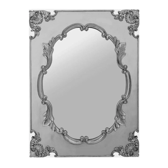 Masham Wood Framed Wall Mounted Overmantle Mirror in Silver