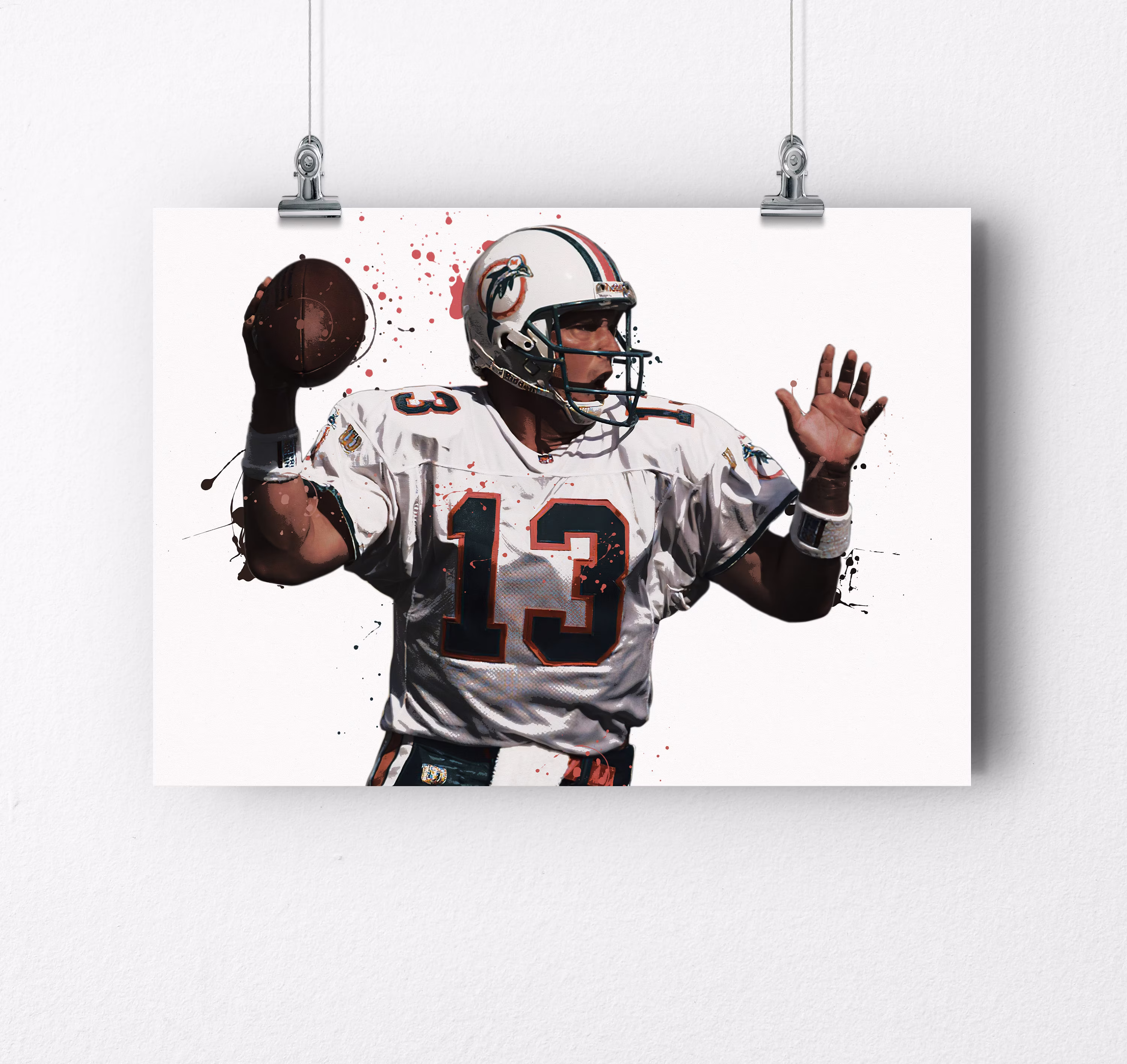 Dan Marino Miami Dolphins Poster, Wall Art, Sports Fan Art, Print, Kids Decor Digital Posters