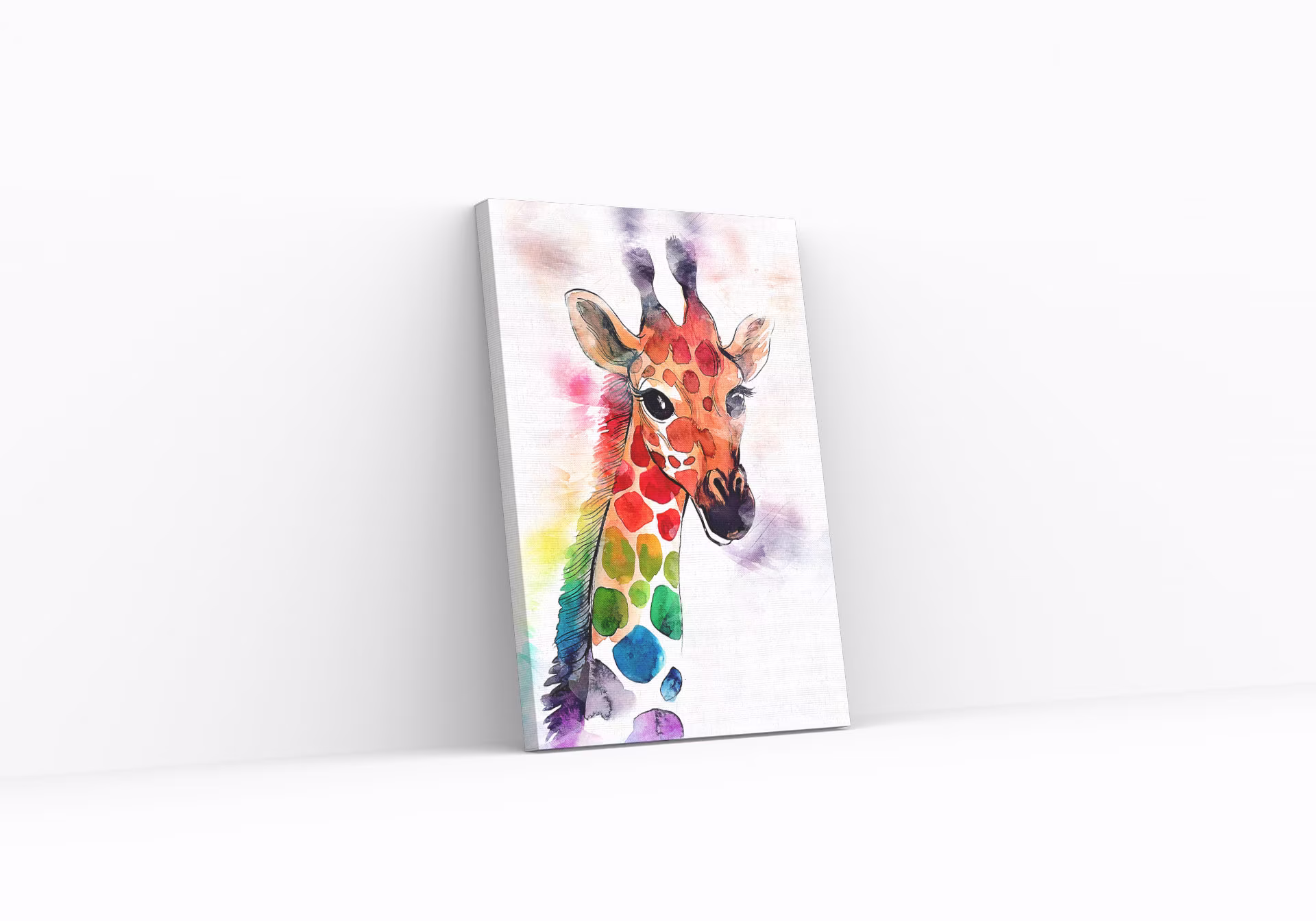 Brightly Coloured Giraffe Canvas Wall Art, Decor, Abstract Art. Art Print, Hanging, Made in Scotland, Animals