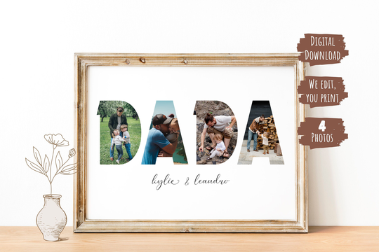 Custom Dada Collage 4 Photos | Photo Print Customizable Daddy Collage, Gift For Daddy, Dad, Dad Father's Day