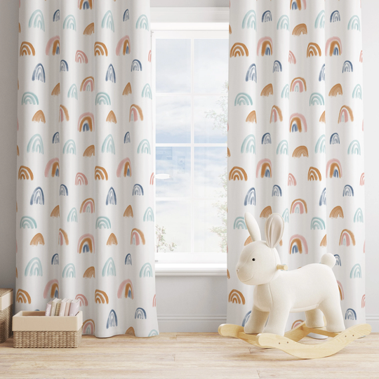 Watercolour Rainbow Nursery, Blackout Curtains - Curtains With Eyelets, Curtains, Rainbow Curtains, Decor, Decoration Voile