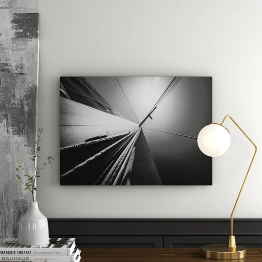 Abstract Sailing Boat Graphic Art Print on Canvas