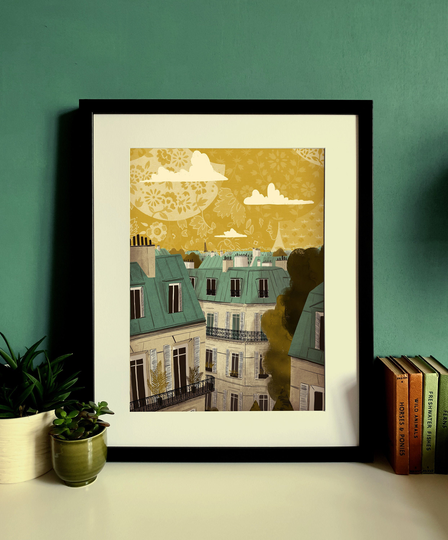 Paris Rooftops Of Illustration Print A3