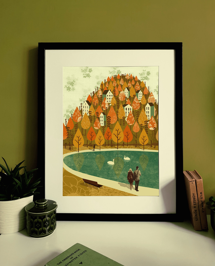 Portishead Lake Ground Illustration Poster A3