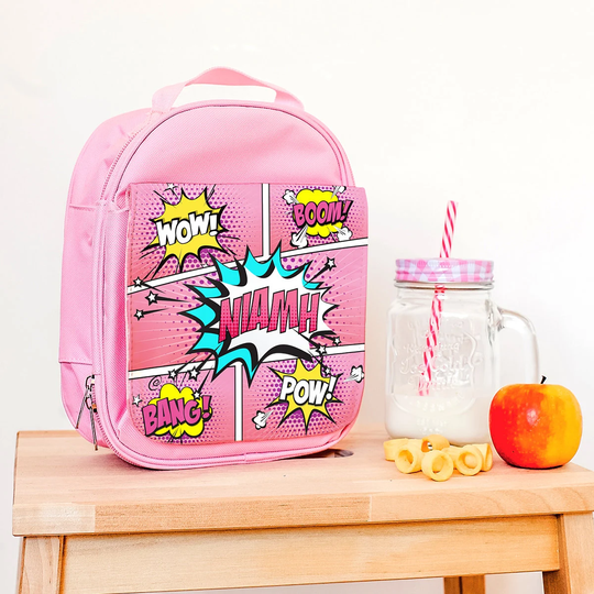 Personalised Comic Style Lunch Bag, Insulated Box, Back To School Supplies, Name Box For Kids Nursery Toddlers