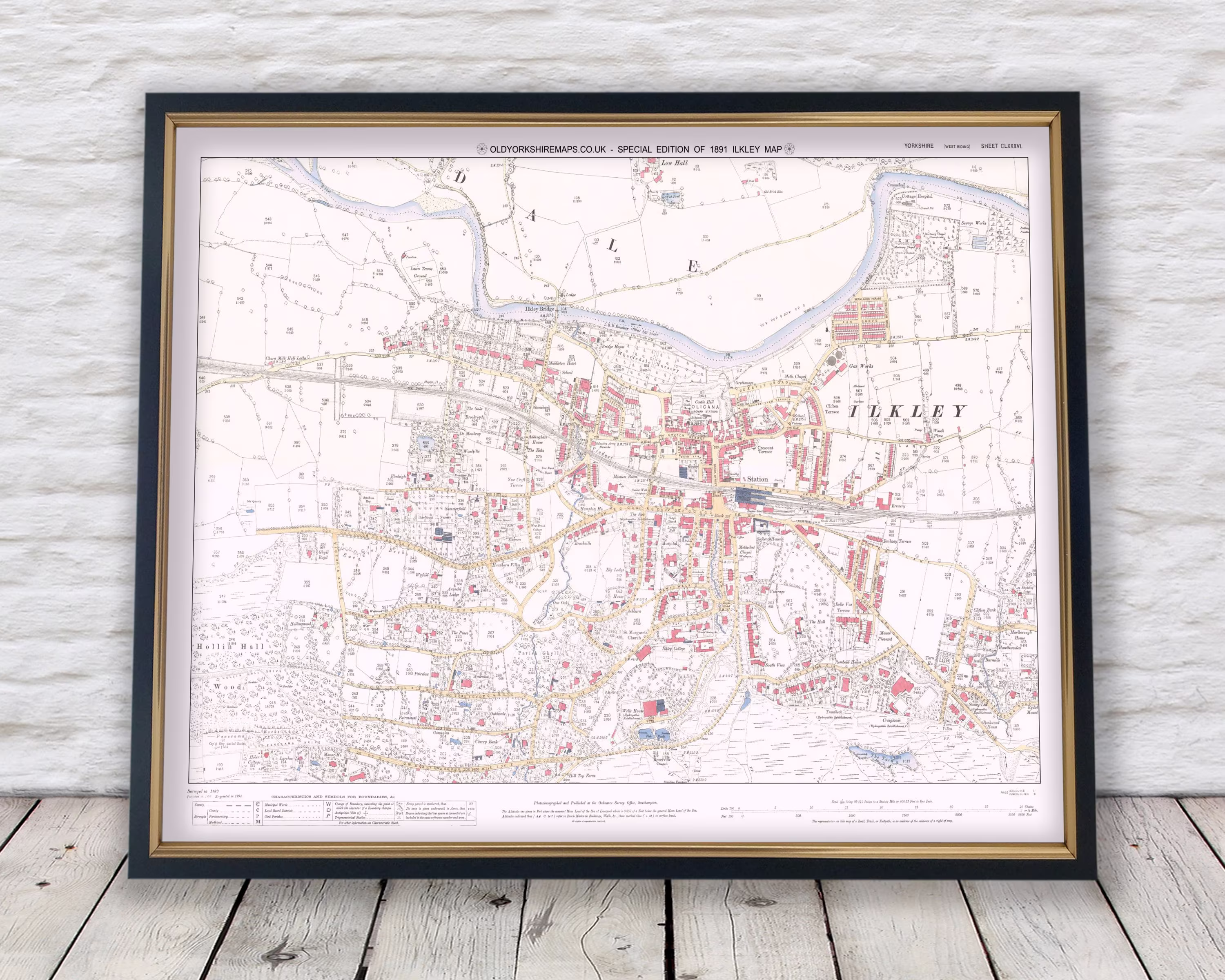 Old Ilkley Map 1891 - Exclusive Special Edition 180 & 230Gsm Available in 3 Sizes A Framed Option Free Standard Delivery