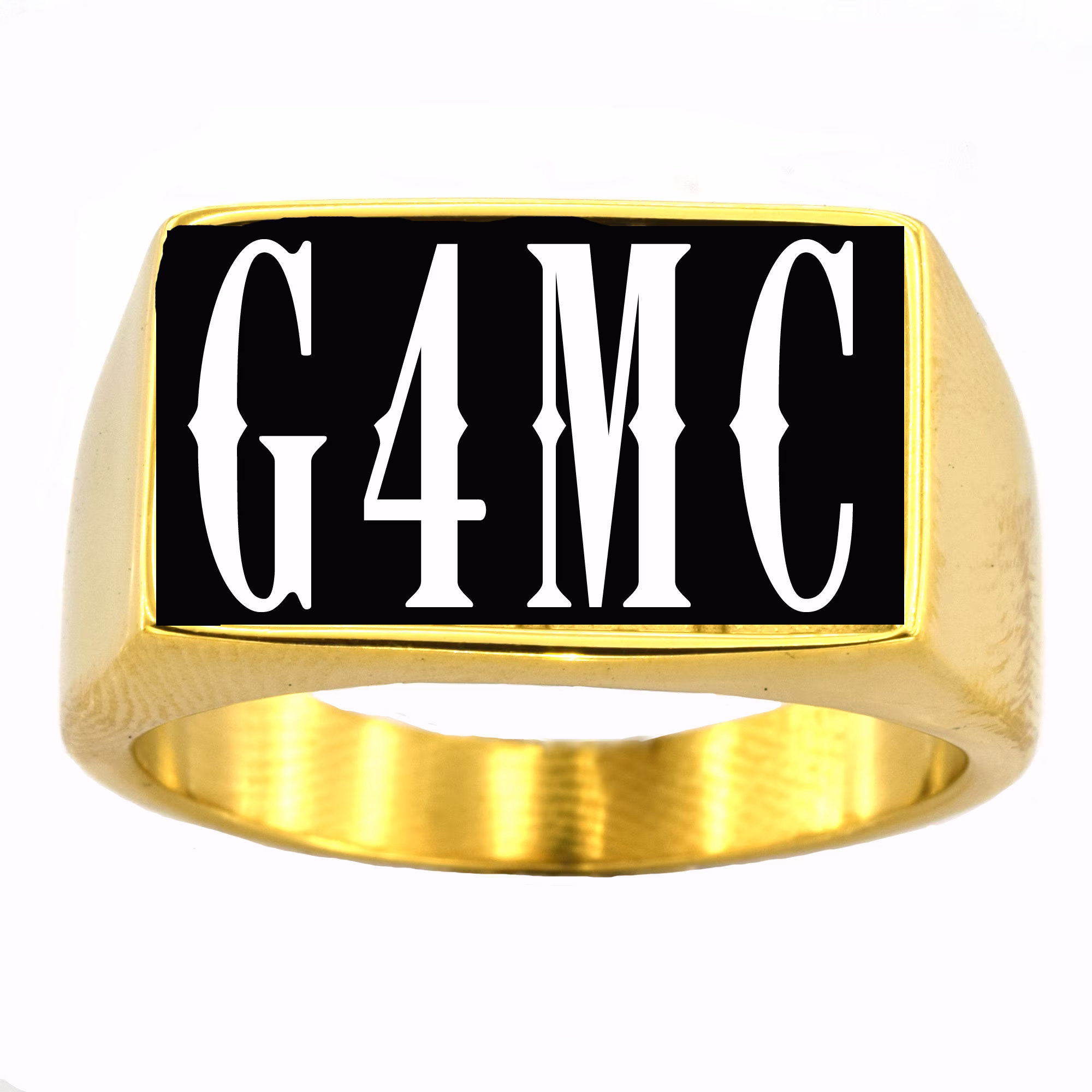 Customized Golden Stainless Steel Ring 4 Block Letters Initials Name Personalized Gift