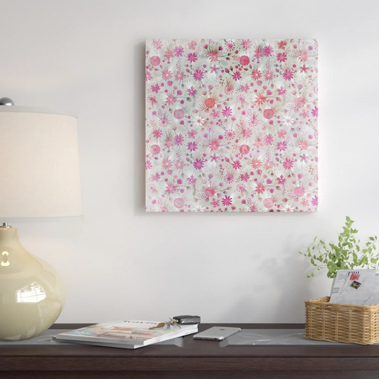 Watercolour Flower Pattern by Lebens Art - Wrapped Canvas Graphic Art Print