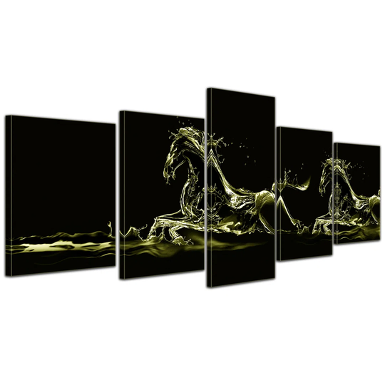 Horses 5-Piece Graphic Art on Canvas Set