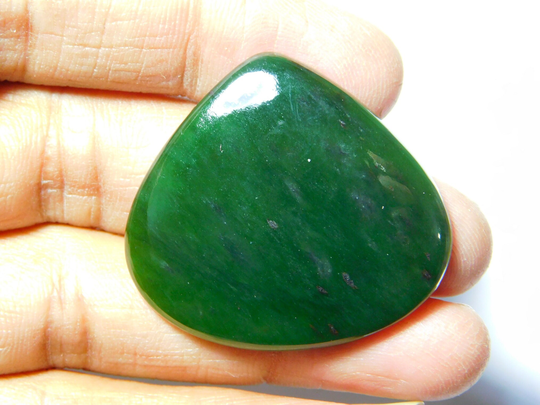 Natural Nephrite Jade, Nephrite Jade Cabochons Top Quality Handmade Gemstone 54Cts.(36x33mm