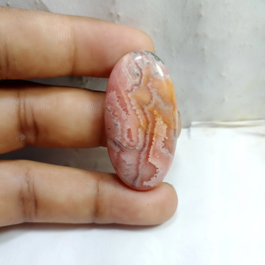 Top Quality Natural Rhodocrosite Gemstone Handmade Cabochon Jewelry Making Looose Stone 60 Ct. 42 X 22mm #a3081