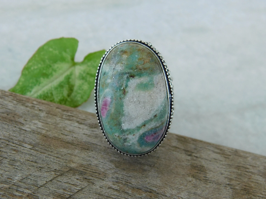 Natural Ruby Fuchsite Sterling Silver Ring, Handmade Statement Rings, Gemstone Designer Gemstone Ring, Gifts, Nj185