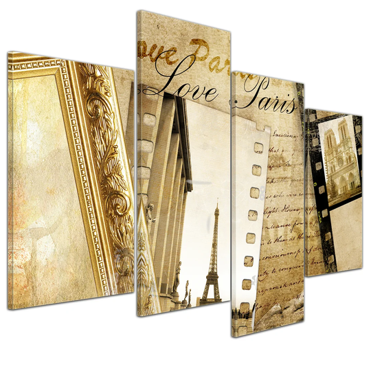 Retro Paris II 4-Piece Graphic Art on Canvas Set