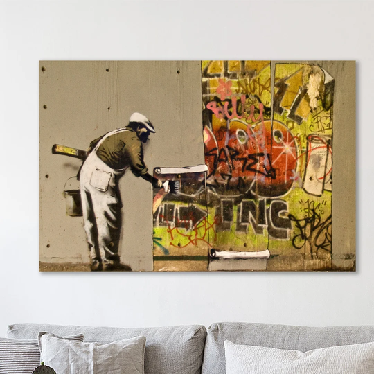 Graffiti Wallpaper by Banksy - Wrapped Canvas Graphic Art Print