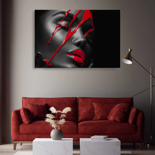 Black & Red Canvas Art Print, Giclée Hanging Wall Decor, Modern Prints, Above The Couch Artwork, Bedroom Decoration