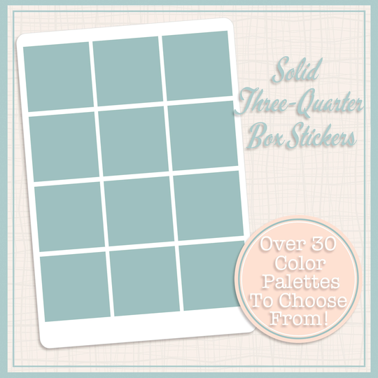 Solid Three-Quarter Box Stickers | 12 Total
