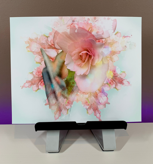 Pink Begonia Kaleidoscope Water Color Style Giclee Print