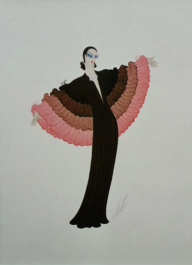 Erté Art Deco Dress Design Mounted Vintage Original Print 1978