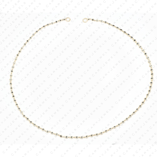 Black Diamond Tennis Necklace/14K Solid Gold Bezel Set 1.70mm
