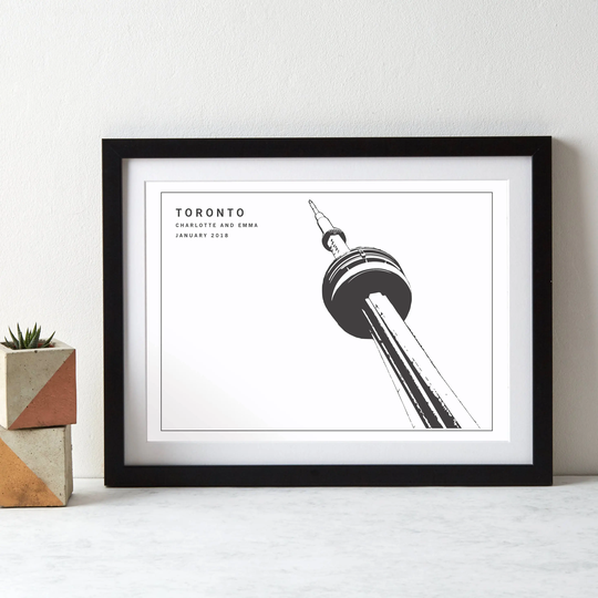Toronto Cn Tower Monochrome Canadian Art Print|Personalised Print|Canada|Anniversary Gift
