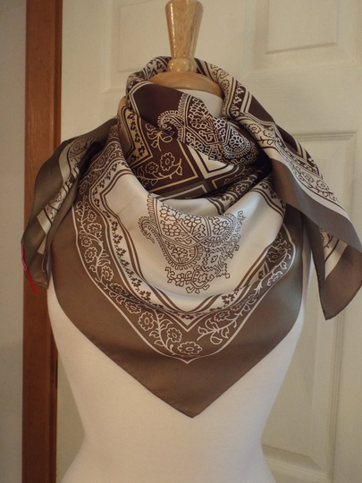 Oscar De La Renta Silk Large Scarf, Designer Signed Fashion Trend, Accessory, Red Label Fall