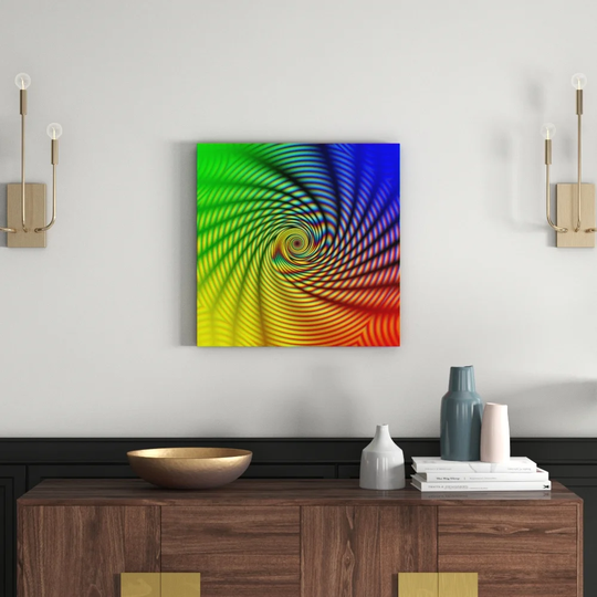 Rainbow Spiral Abstract - Wrapped Canvas Graphic Art Print