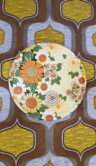 Vintage Kitchenalia Iconic Funky 1970S Orange & Yellow Mid Century Flower Power Floral Pattern Melamine Tray By Thetford