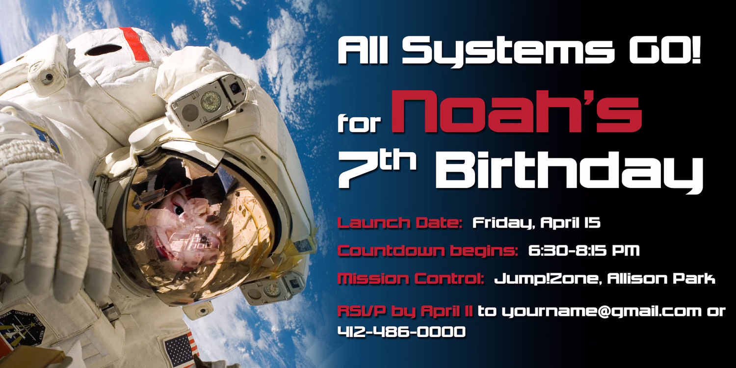 Space, Nasa, Astronaut Birthday Invitation - Printable
