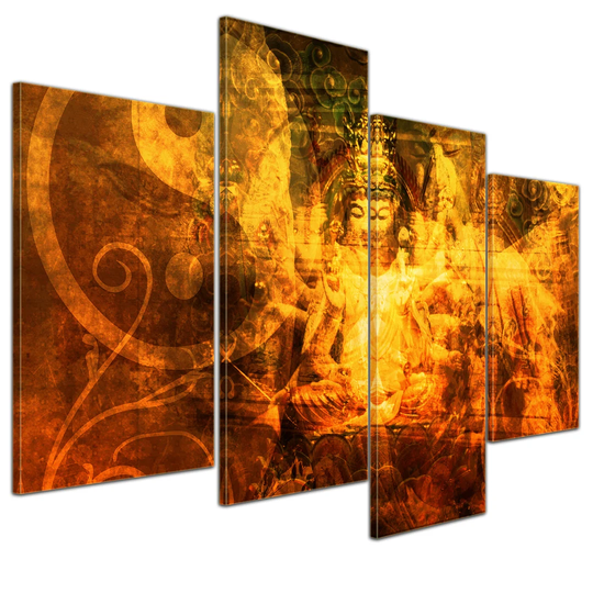 Buddha Urban 4 Piece Graphic Art on Canvas Set