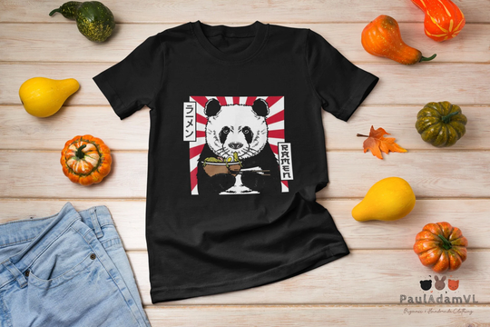 Funny Panda Eating Ramen T-Shirt, China Shirt, Noodles Foodie Design Shirt