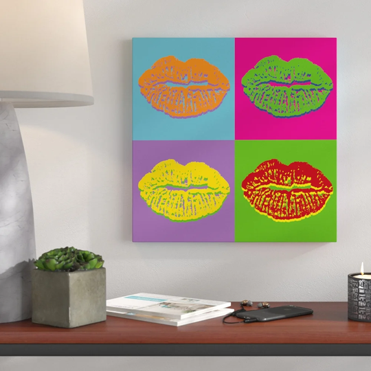 Pop Kiss Framed Graphic Art on Canvas