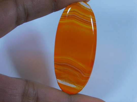 Beautiful Quality Orange Banded Agate Cabochon, Natural Gemstone, Semi Precious Hand Polish Top 64 Ct | 52 X 22mm 6209