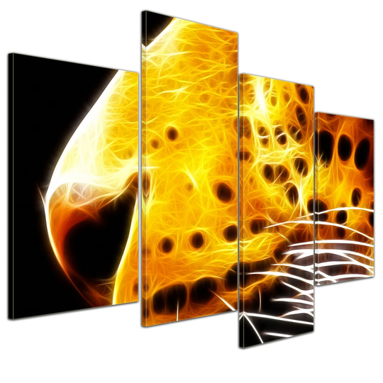 Leopard Neon 4-Piece Graphic Art on Canvas Set