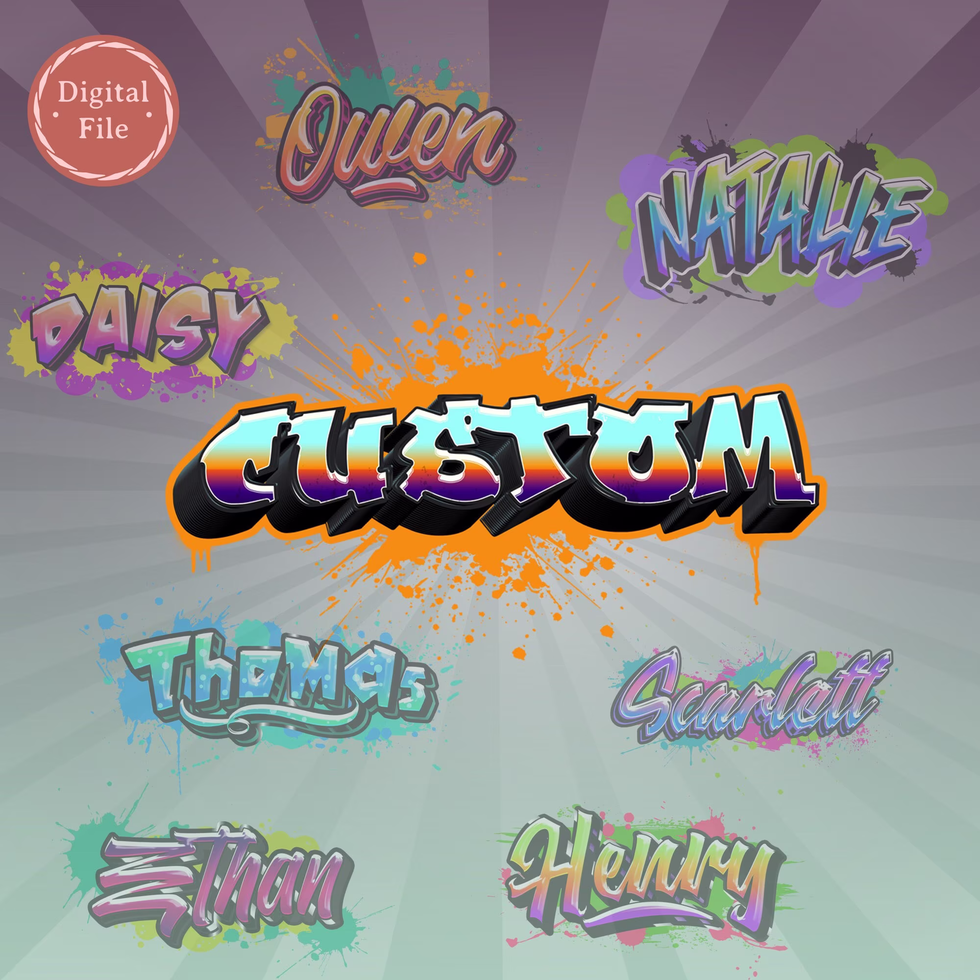Digital File Custom Graffiti Name Text, Product Art, Graphic Art, Personalized Text Digital File