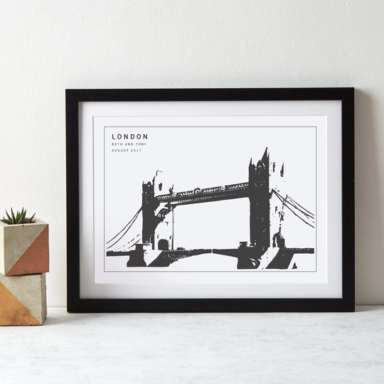 Tower Bridge Monochrome London Art Print|Personalised Print|Big Smoke|Anniversary Gift