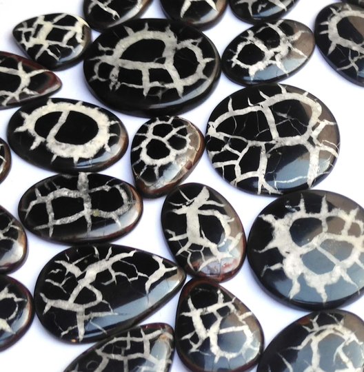 Black Septarian, Wholesale Cabochon Lot 20 To 35 Mm Mix Shape Size Gemstone, Loose Designer Cabs, Pendant, Wire Wrapping