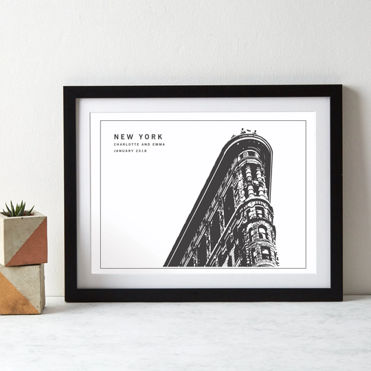 New York Flatiron Building Monochrome Usa Art Print|Personalised Print|New York|Anniversary Gift