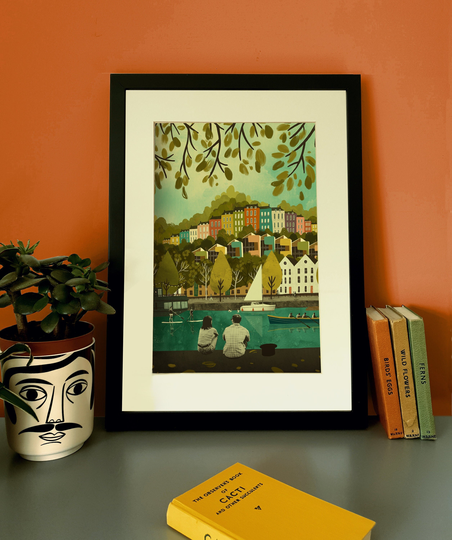 Bristol Rainbow Houses Harbour Illustration Print A4