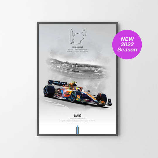 Lando Norris 2022 Hungarian Gp Hungaroring Circuit | F1 Mclaren Car Poster Print Illustration | Unframed