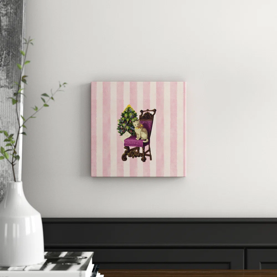 Vintage Stripes Cat - Graphic Art Print
