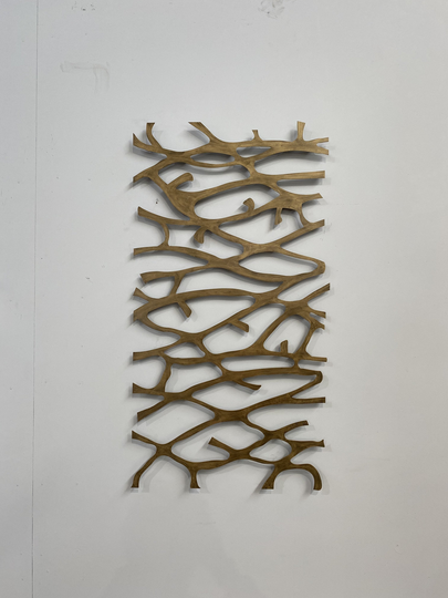 Metal Wall Art Sculpture Abstract Metallic Gold Home Decor Patina Steel 48 X 26