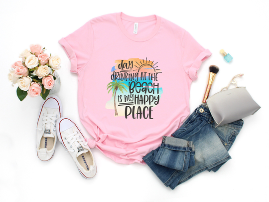 Day Drinking On The Beach Is My Happy Place Shirt