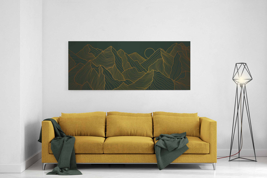Golden Mountain, Canvas Art Prints, Giclée Hanging Wall Decor, Modern Nature Artwork, Prints Framed
