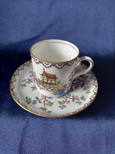 Antique Demitasse, Aynsley Pagoda, Coffee Can, Espresso Cup, Cup & Saucer, Cabinet Lover, Gift