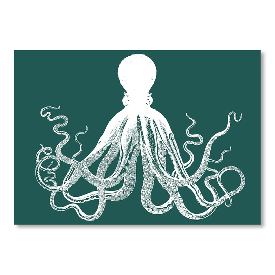 'Octopus' - Graphic Art Print on Paper in Green