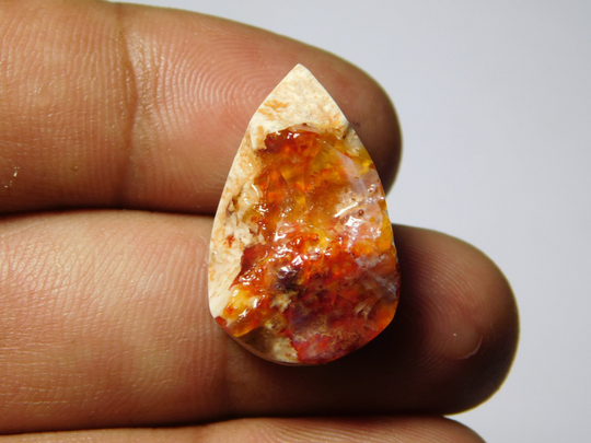 Natural Mexican Opal Druzy Gemstone Gorgeous Cabochon Excellent Quality Loose Stone 16Cts.(22x14mm