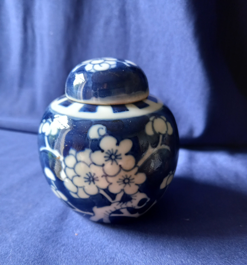 Ginger Jar, Prunus Chinese Chinoiserie, Ceramic, Small Decor, Vase, Home Blue & White